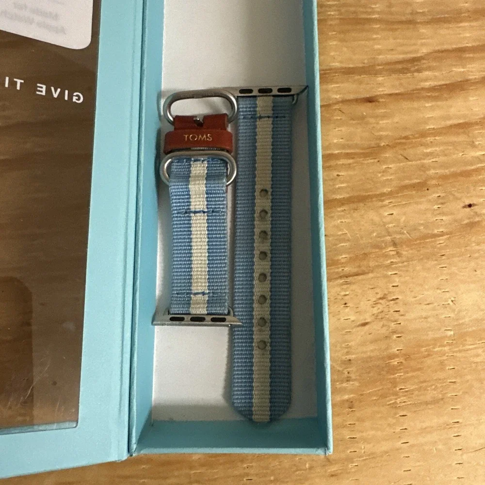 Toms Apple Watch Band 38mm Light Blue & White Stipe‎