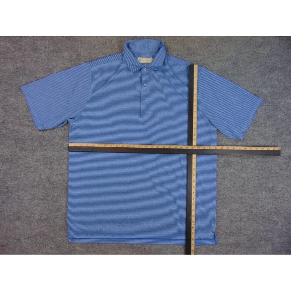 Donald Ross Polo Shirt Mens XL Blue Striped Golf Performance Short Sleeve Preppy