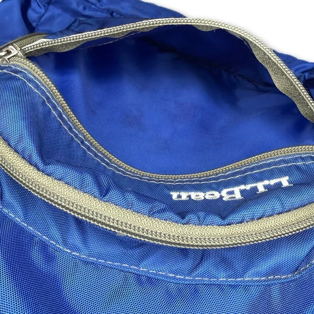 VTG LL Bean Mini Backpack Blue Reflective Stripe School Travel Daypack