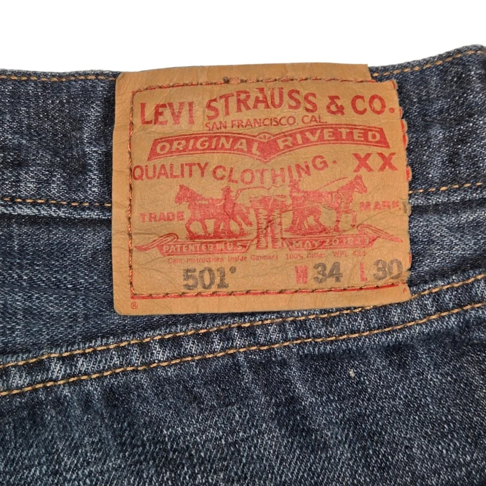 Vtg Levi's 501 Original Jeans Mens 34x30 Dark Wash Blue Straight Leg Denim