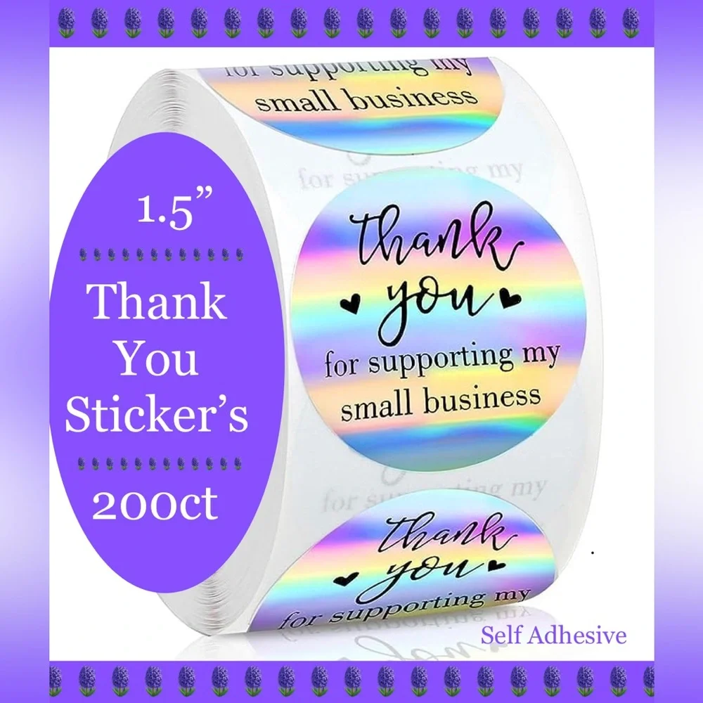 200 ~1.5” Thank You Boutique Stickers 🪻🆕🪻2 Rolls For $24 (Bundle & Save)