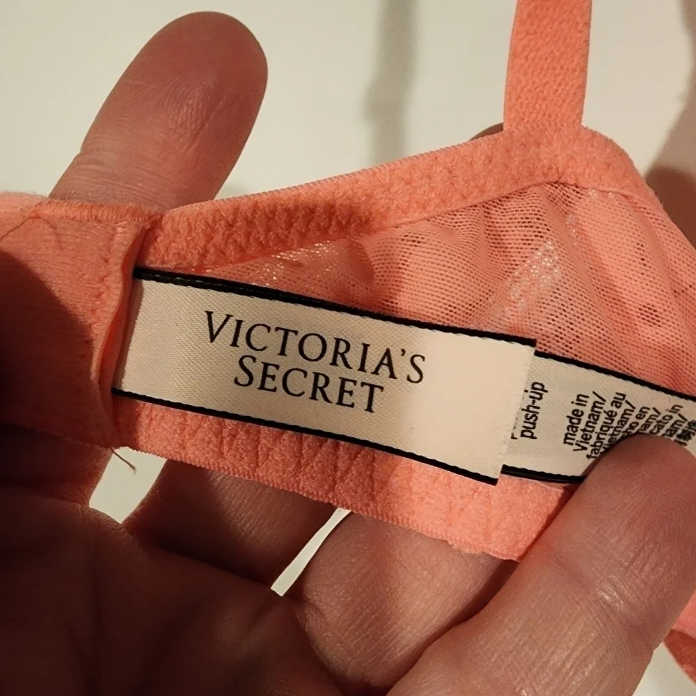 Victoria's Secret‎ Dream Angels Push-up Padded Underwire Lace Bra Orange Floral