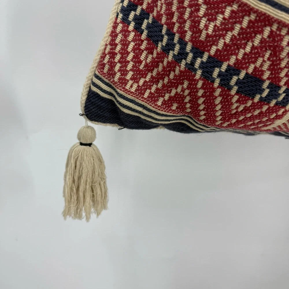 Star Mela vintage 100% cotton with leather strap and tassel bucket Boho bag