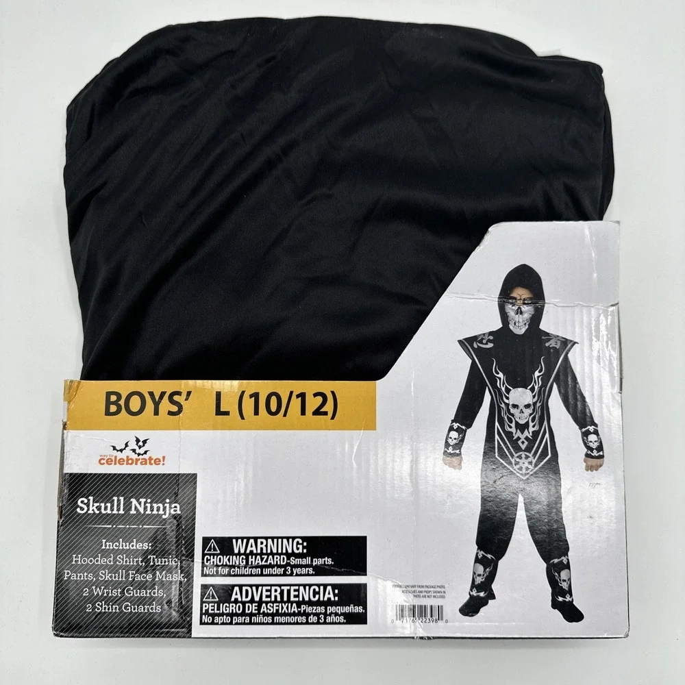 Fun World Silver Skull Ninja‎ Halloween Costume Multicolor Size Boys L (10/12)