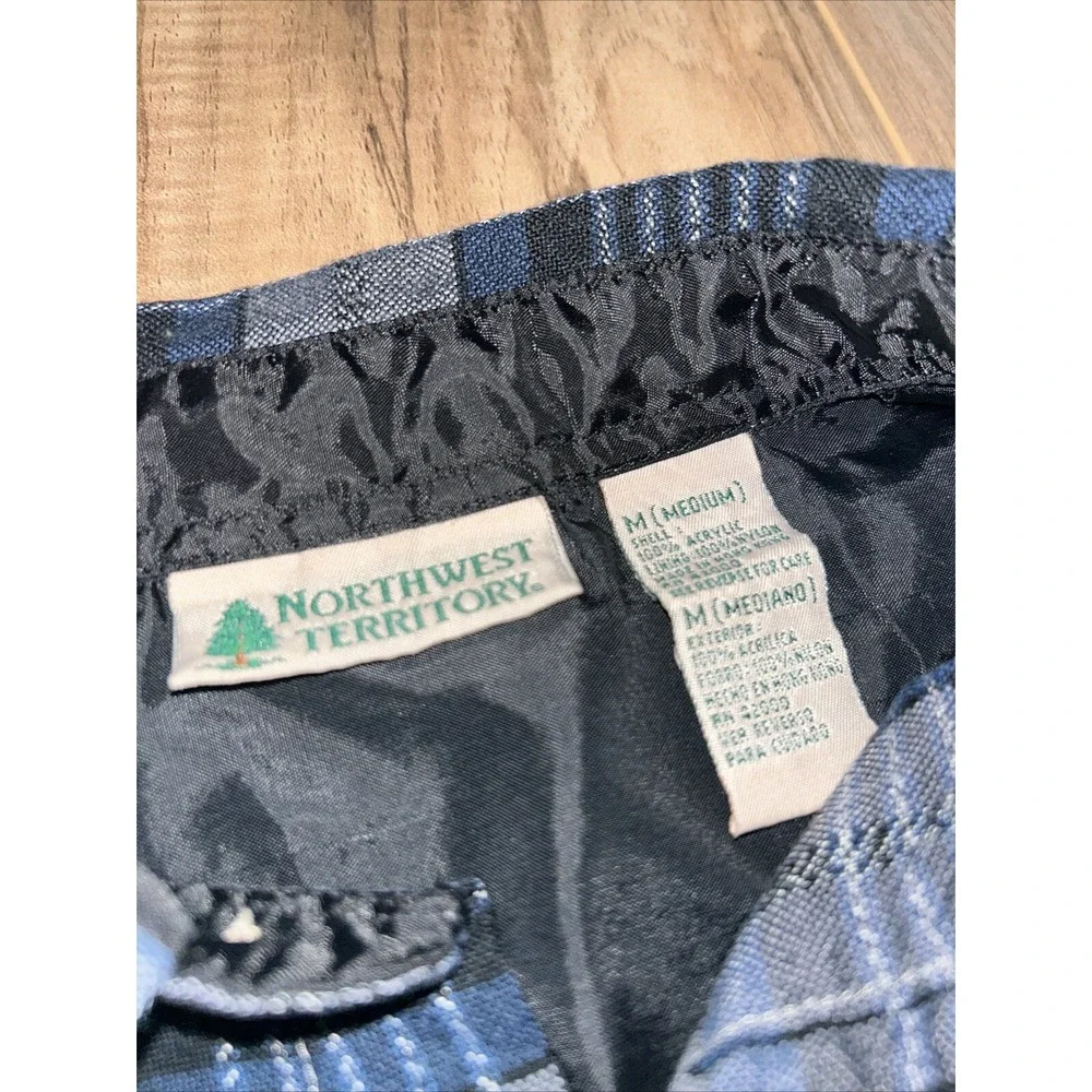 Vintage Northwest Territory Blue Plaid‎ Button Down Flannel With Chest Pockets