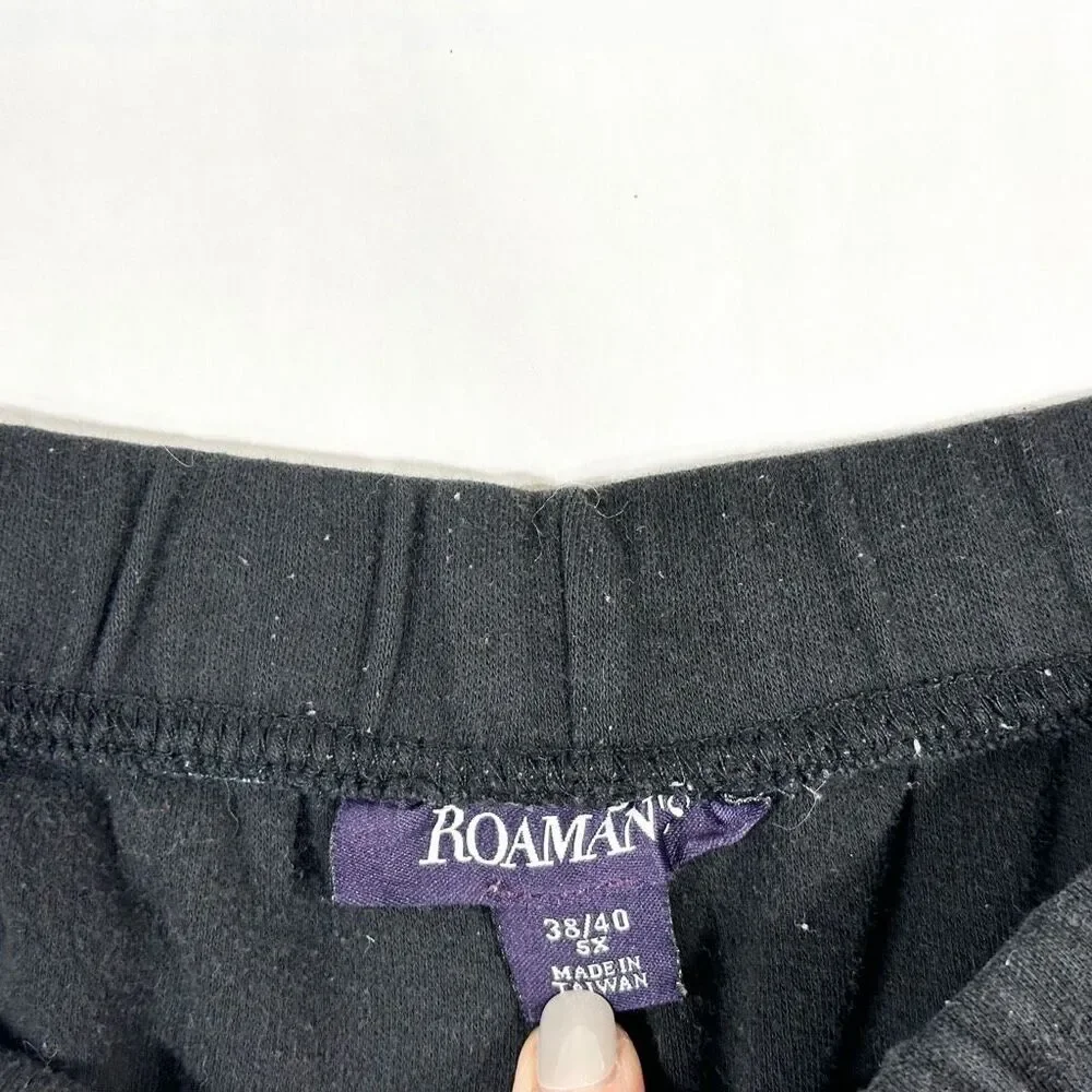 Roamans Plus Size 5XP Shorts 38W 40W Black Elastic Waist‎ Pockets Petite 1239