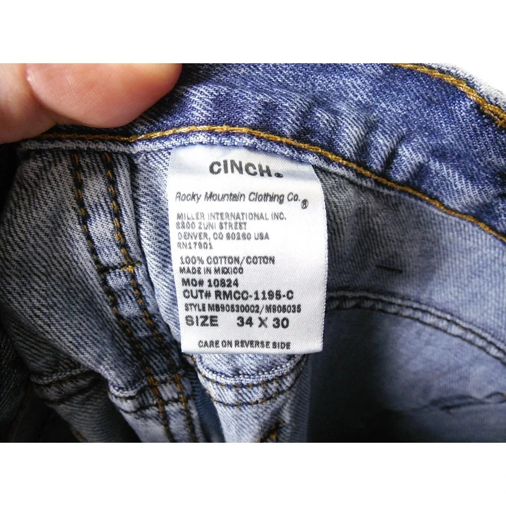 Cinch Mens Jeans 34x30 Blue Denim Straight Leg‎ Cotton Casual Work Pants