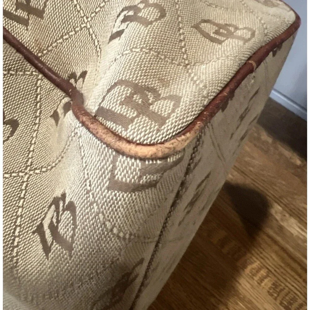 Dooney & Bourke Signature Canvas and Leather Satchel Classic British Tan Y2K
