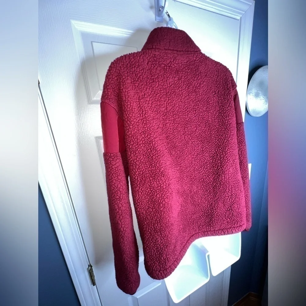 Victoria Secret PINK X Small Red Teddy Half Zip Oversized Sweater Jacket Xs