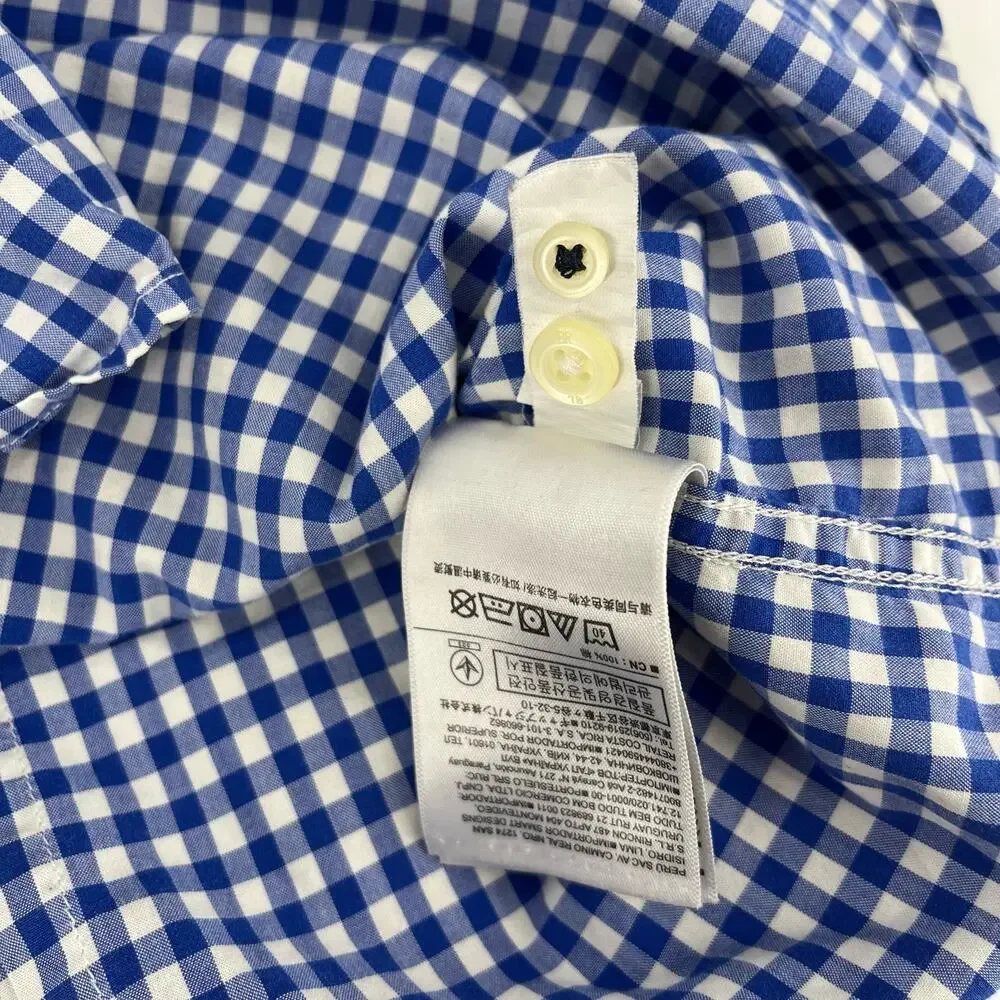 Banana Republic Mens custom 078 wash blue check button up‎ collared shirt (L)