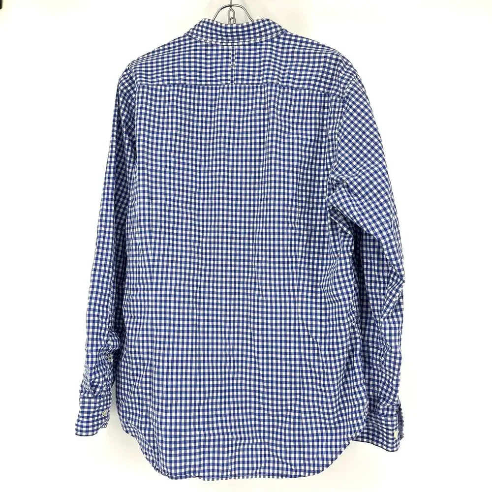 Banana Republic Mens custom 078 wash blue check button up‎ collared shirt (L)