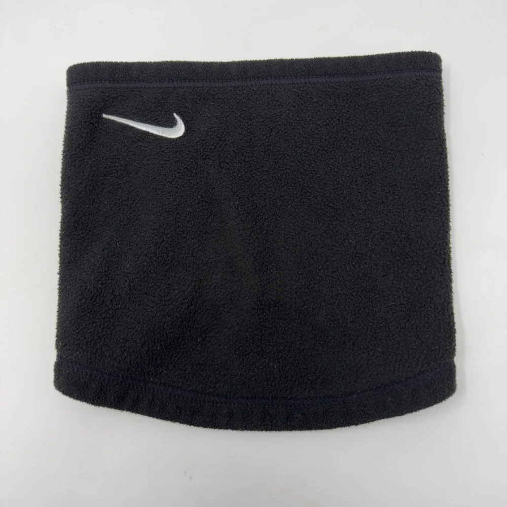 Nike‎ Fleece Neck Warmer Gaiter Black Silver Swoosh Logo Running Training OSFM