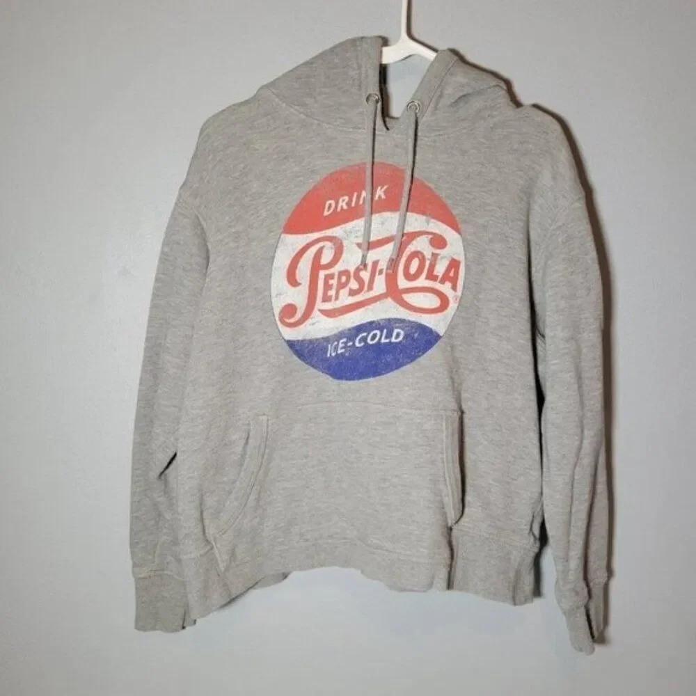 Pepsi Hoodie Drink Pepsi Cola Ice Cold Gray Kids Large Youth VTG