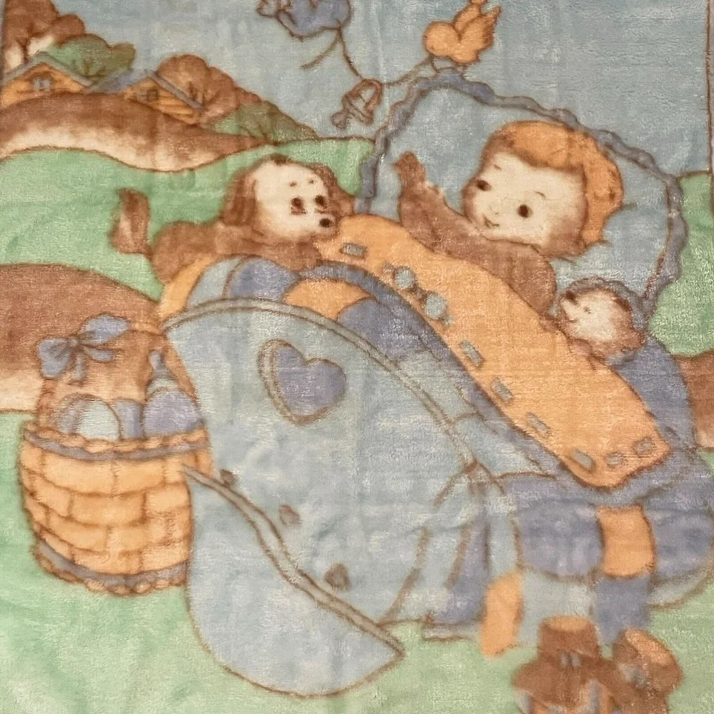White Lamb Blanket vtg white