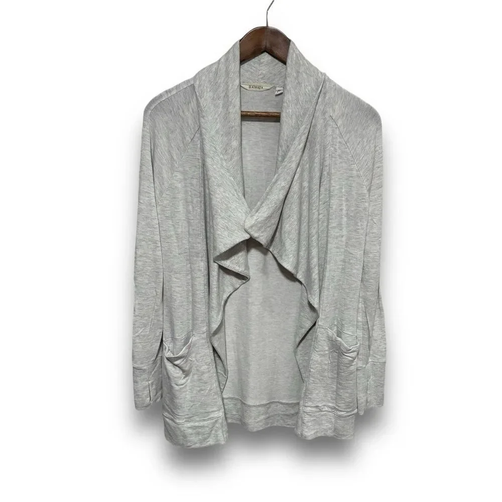 Athleta Women's Studio Wrap Open Front Magnetic Cardigan Gray Size XS Length 28