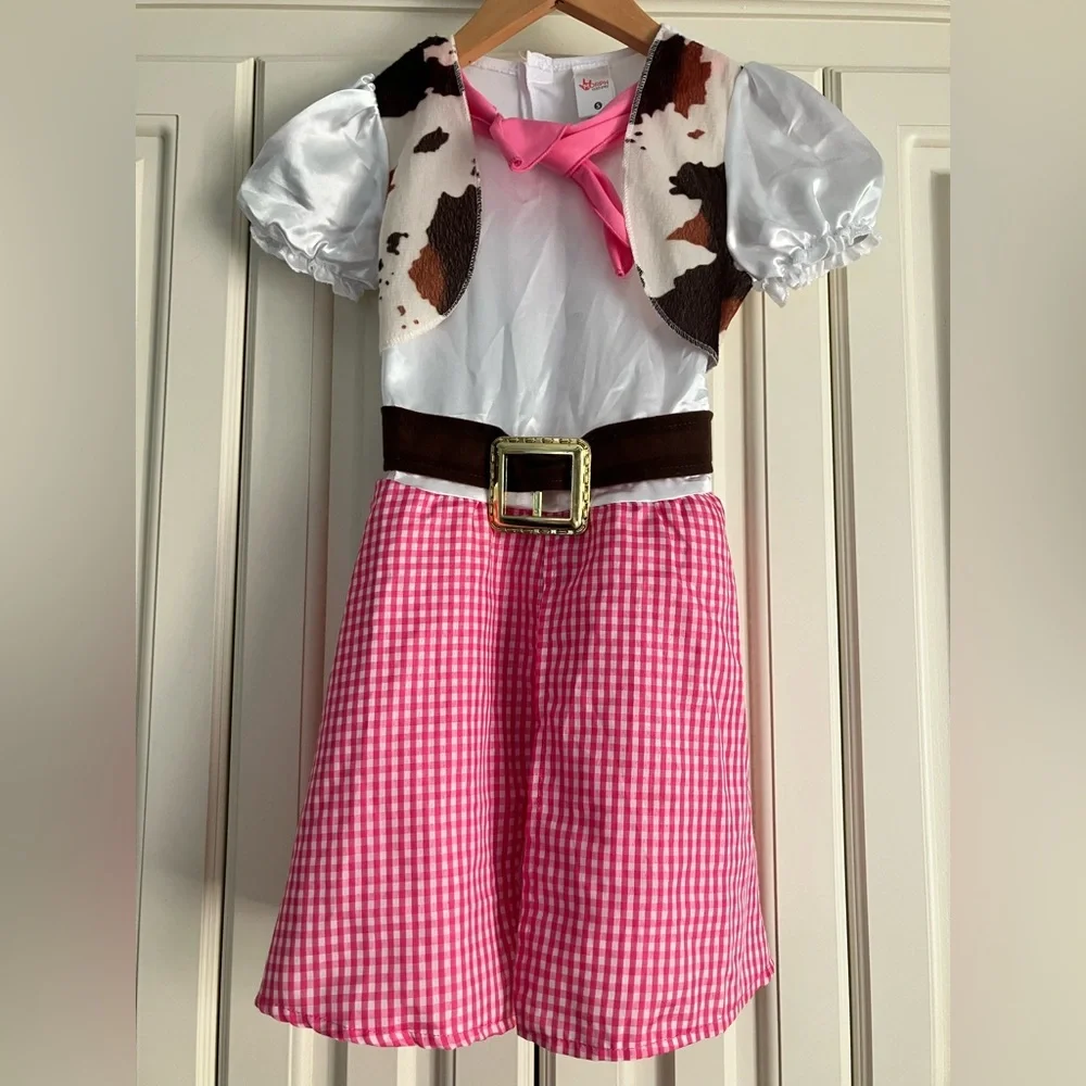 Pink and White Western Cowgirl Costume Toy Story Girls Size Small