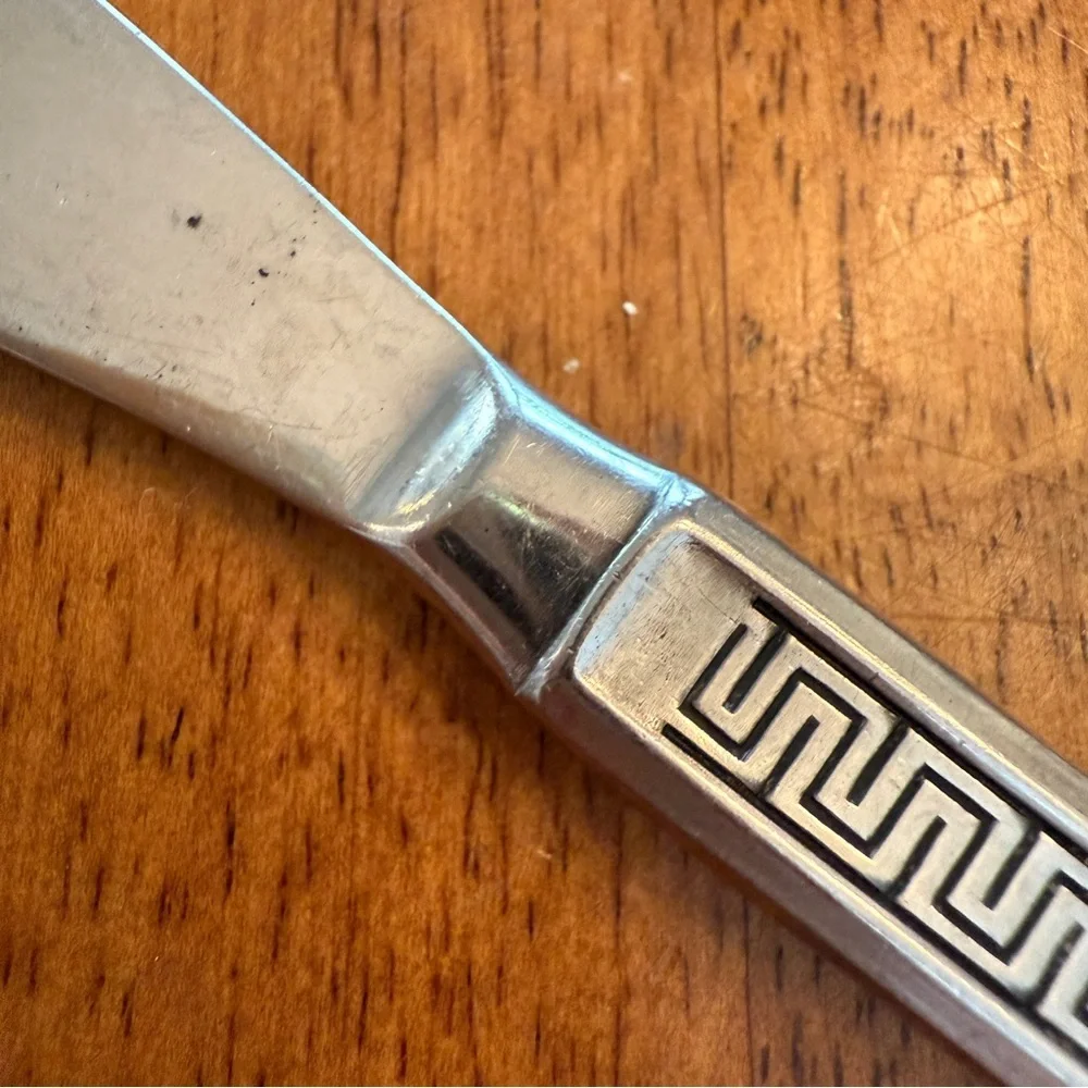 Noritake Japan Stainless Black Accent DINNER KNIFE 8” Unique‎ Art Deco Vintage