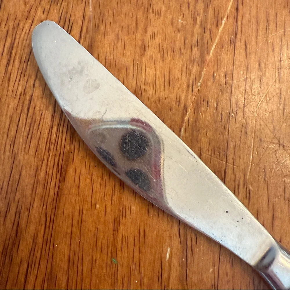 Noritake Japan Stainless Black Accent DINNER KNIFE 8” Unique‎ Art Deco Vintage