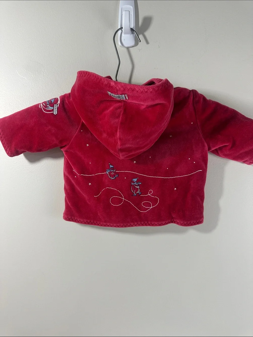 Lullaby Club Red Hooded Baby Jacket New Born Penguins Skating Winter Christmas