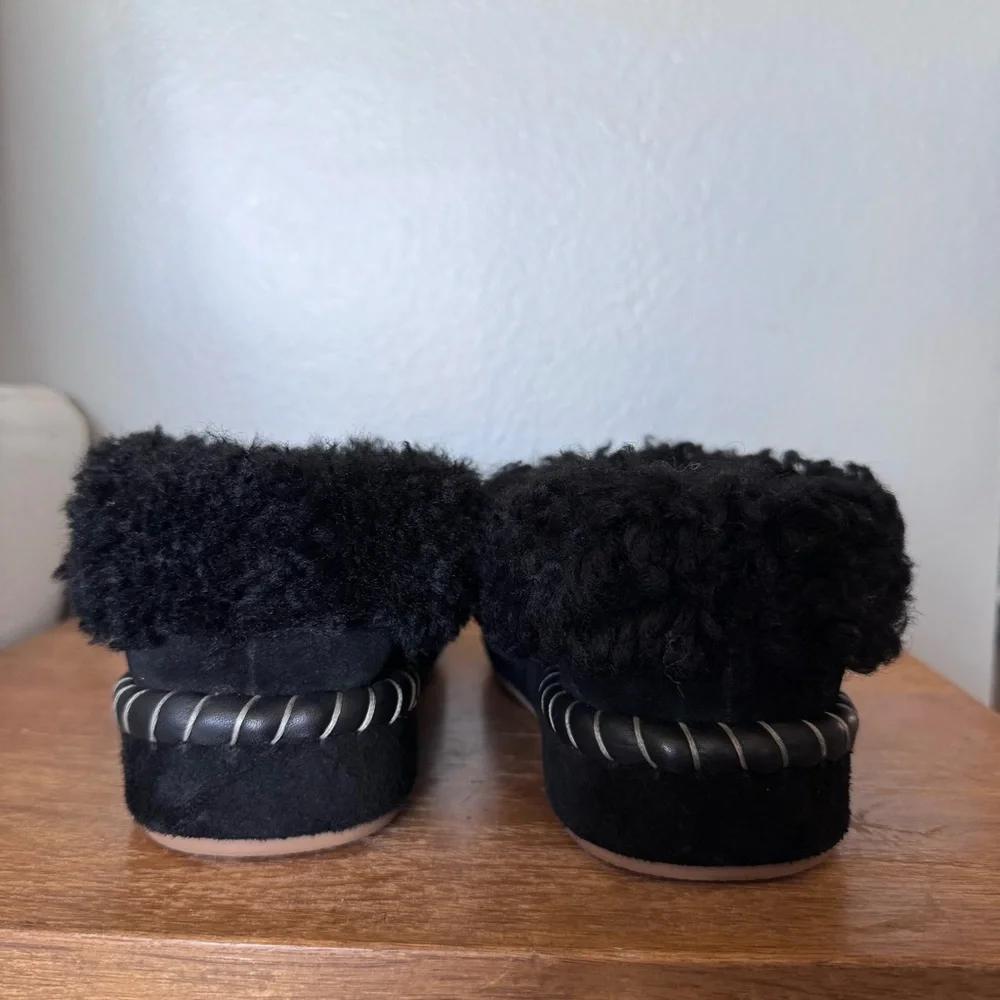 Tory Burch Women's Black Shearling Slippers Size 8