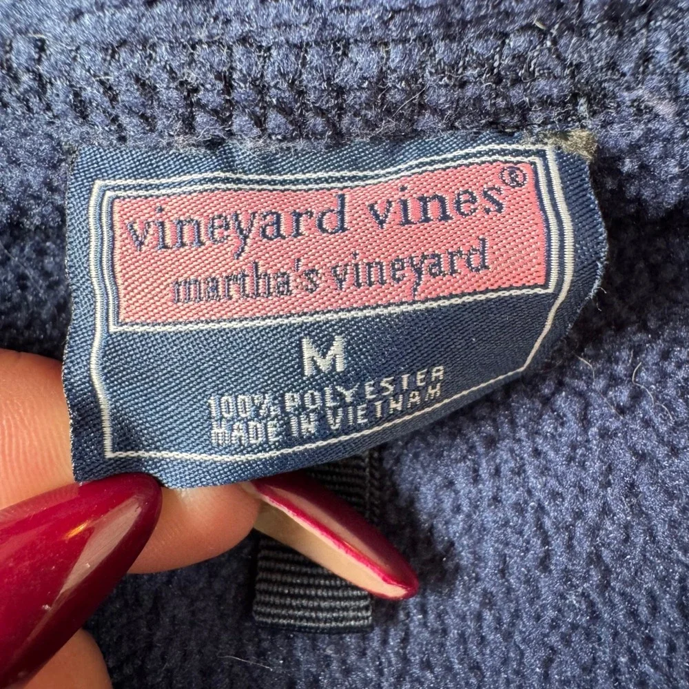 Vineyard‎ Vines Men's M Navy Harbor Fleece Vest Whale Logo Martha's Vineyard