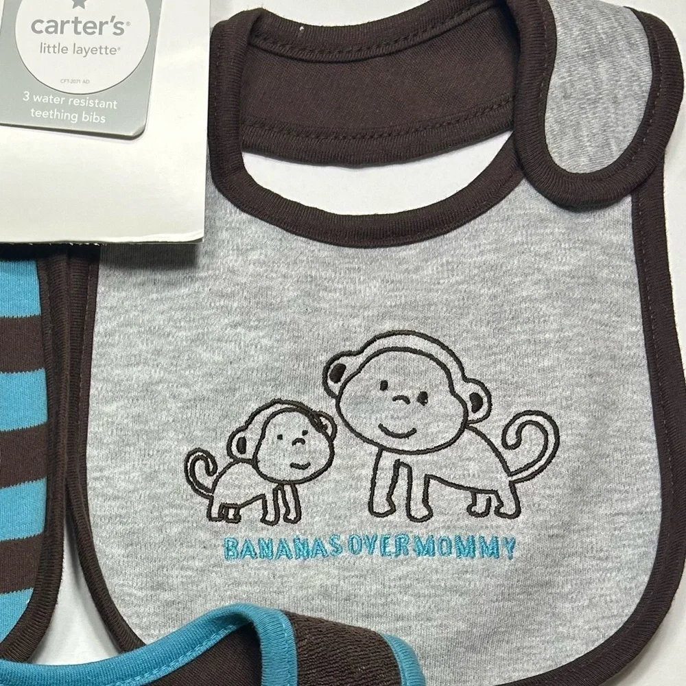 3 Monkey Baby Boys Bibs Daddy's Big Guy Bananas Over Mommy Shower Gift