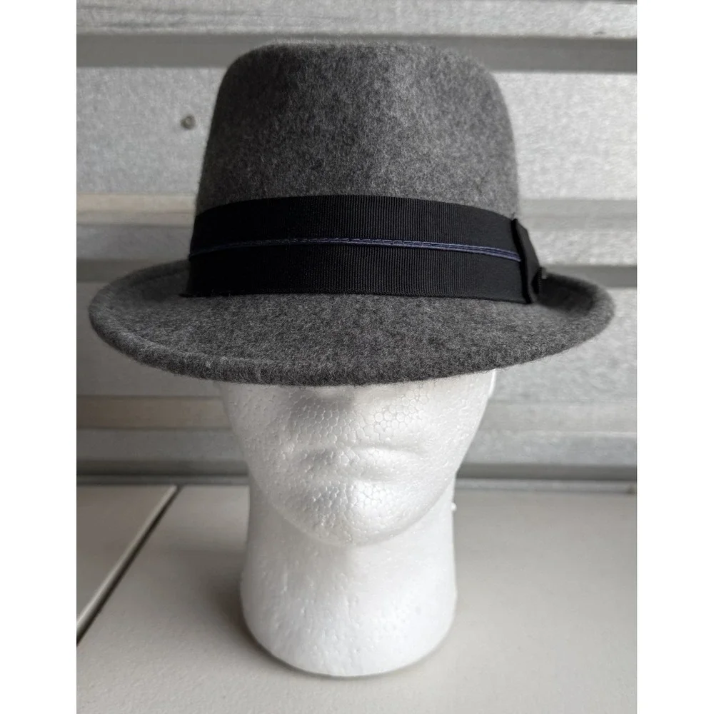 Biltmore 1917 Mens Fedora Trilby Gray Wool Hat Size Large In Black Ribbon