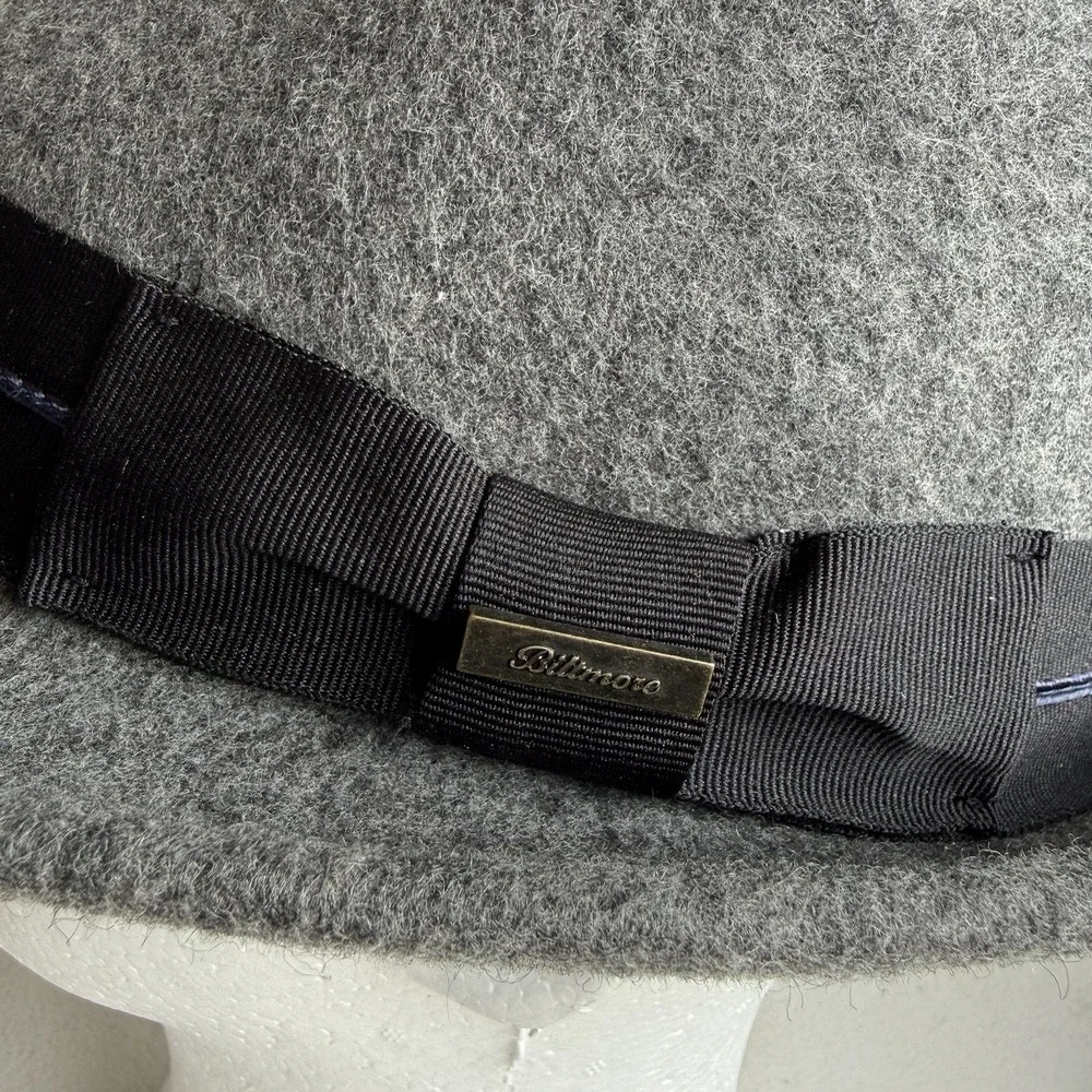 Biltmore 1917 Mens Fedora Trilby Gray Wool Hat Size Large In Black Ribbon