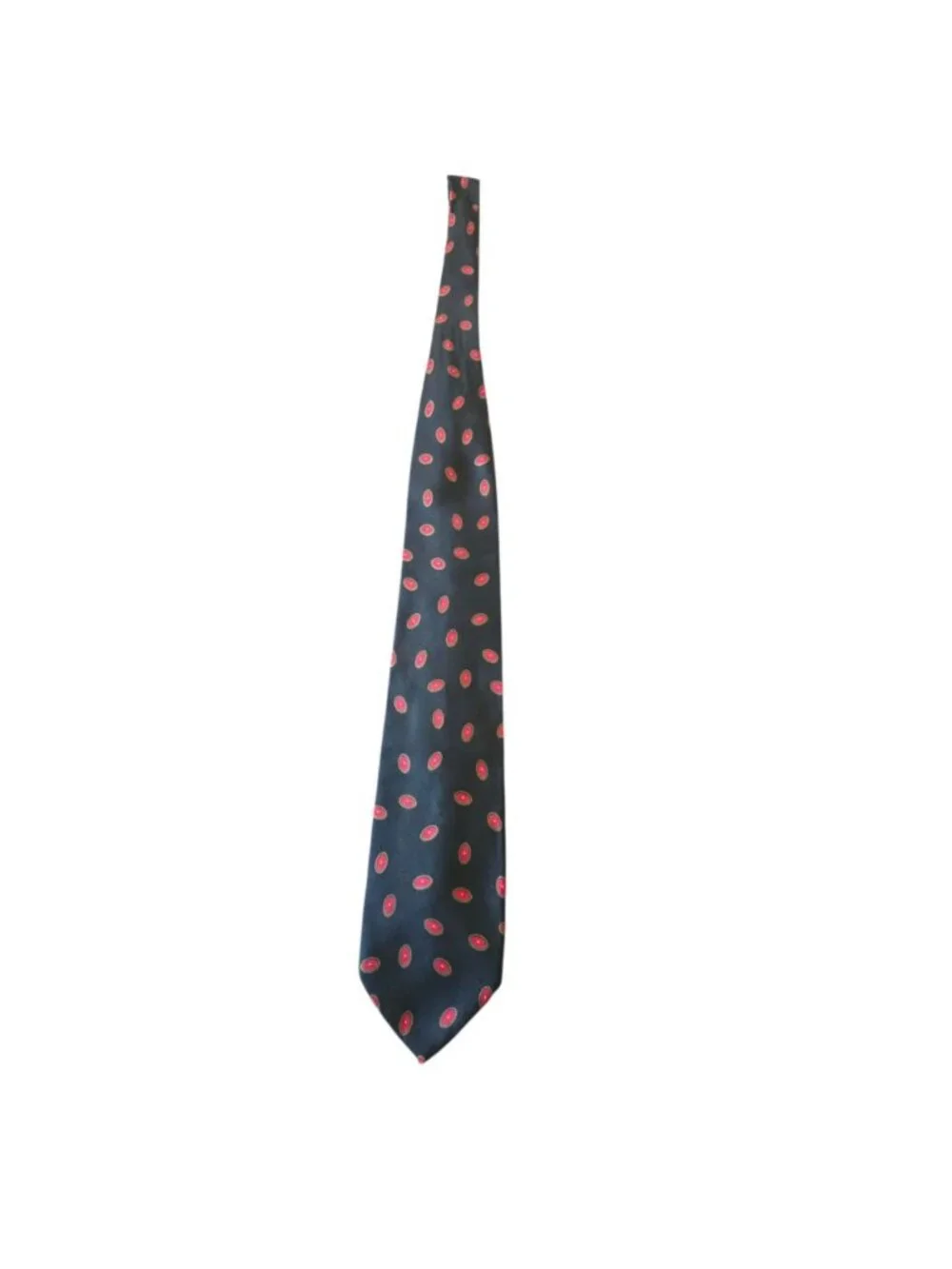 Vintage Private Stock Italian Silk Tie Black Red Gold Geometric Medallion