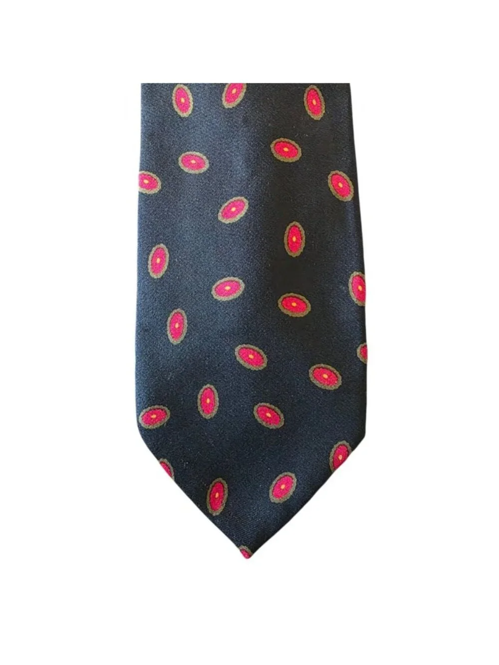 Vintage Private Stock Italian Silk Tie Black Red Gold Geometric Medallion