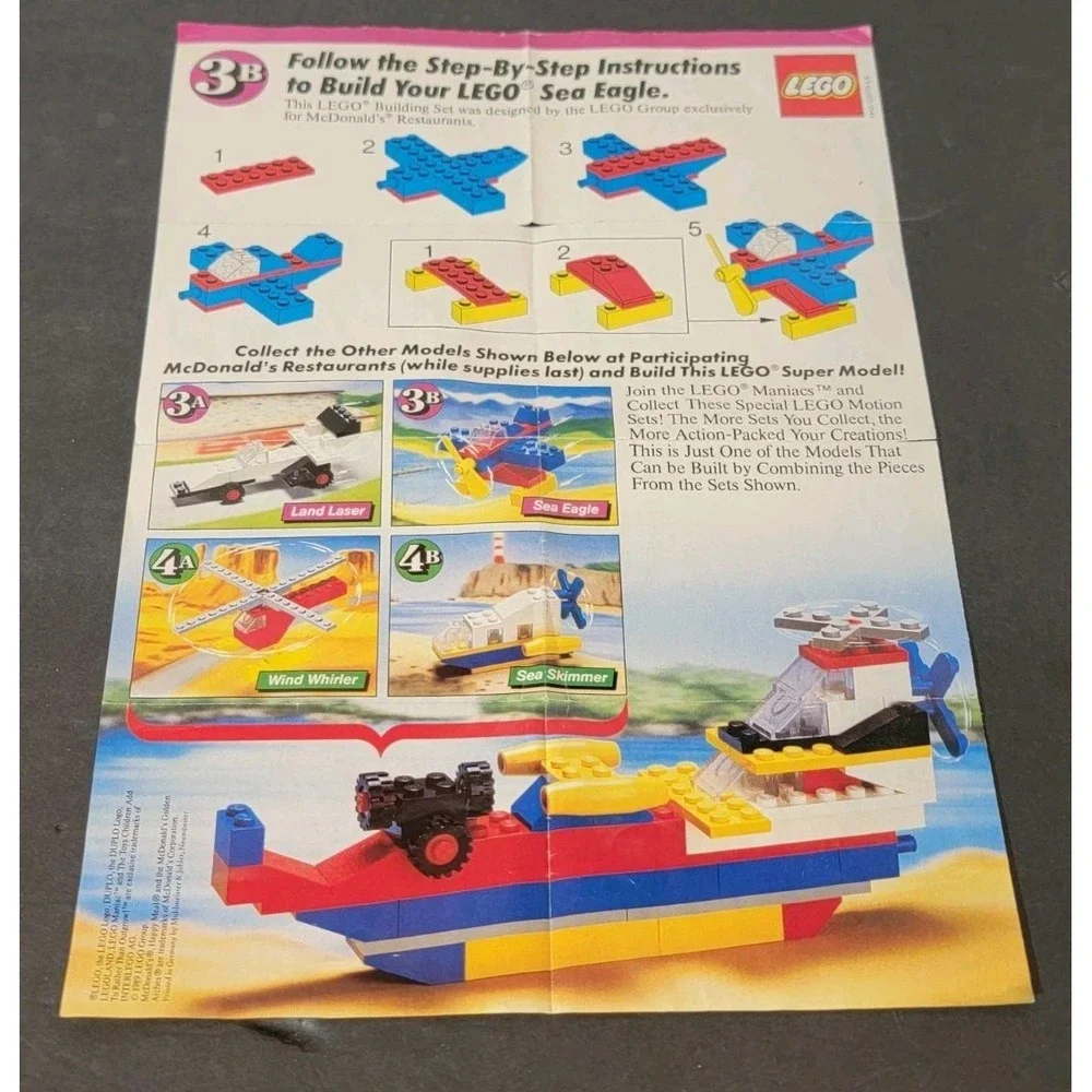 Vintage LEGO McDonald's Promo 1642 Sea Eagle Instructions‎ Sheet
