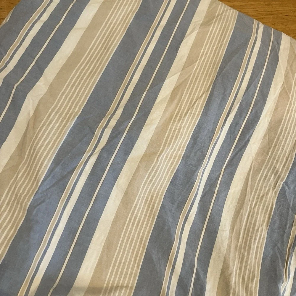 Pottery Barn Striped Full Queen Duvet‎ Cover Blue Brown Reversible