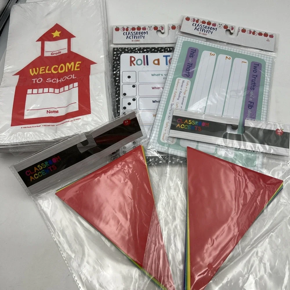 Back to School Bundle K-5th grade - 30 Welcome Bags - Games- 2 pks. Of Banners