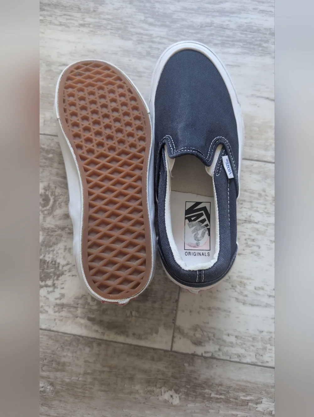 Vans Slip-On Sneakers in Navy and White