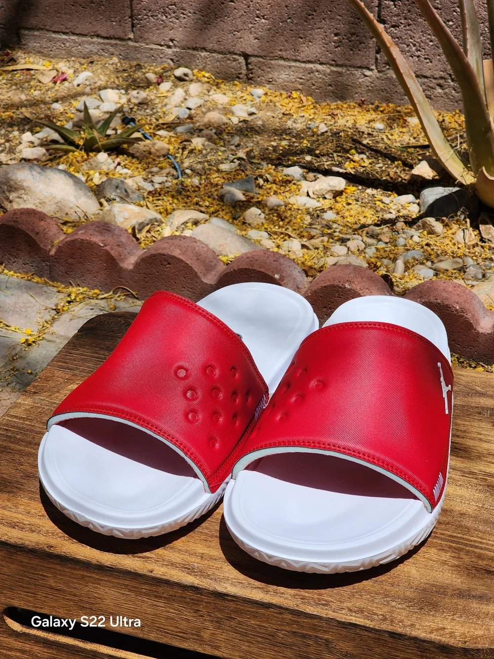 Nike Men's Jordan Play Varsity Red/White Slides Size 10