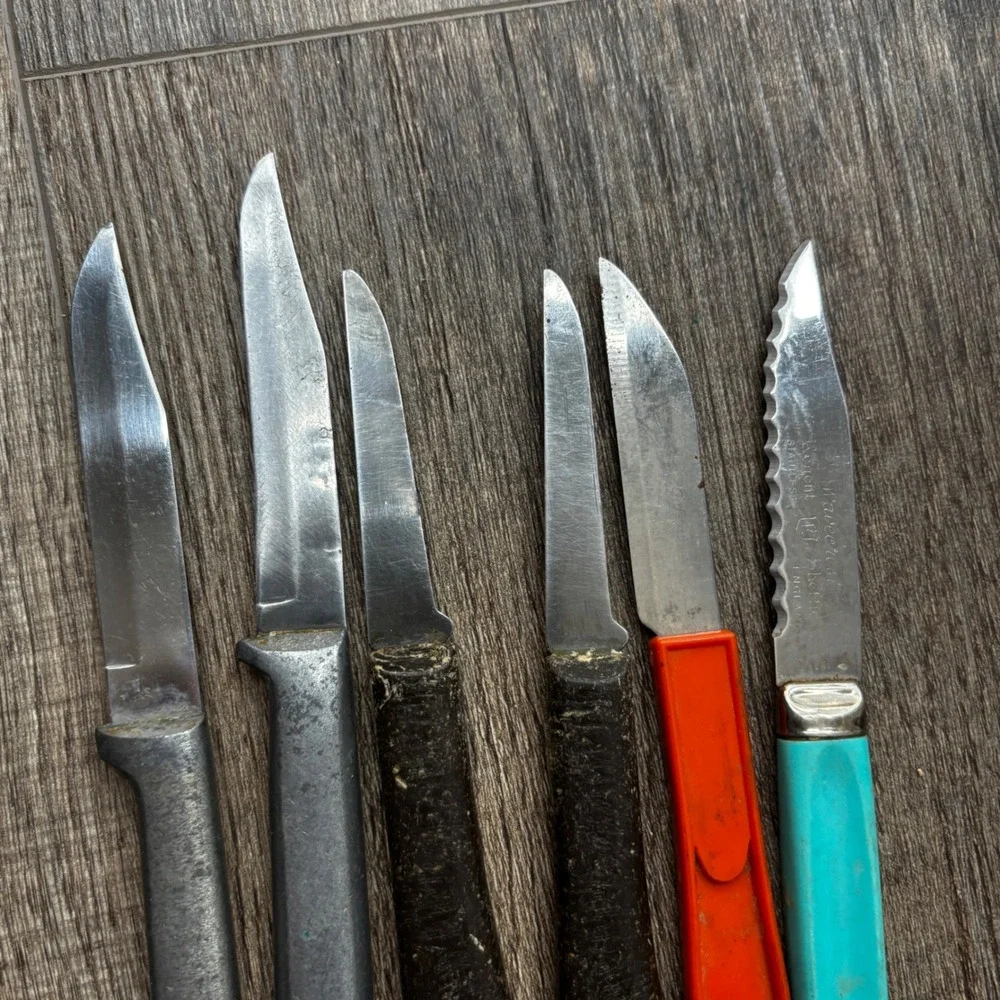 Vintage Mixed Paring Knife Lot Wavecrest Sheffield England Quikut 6pc Set