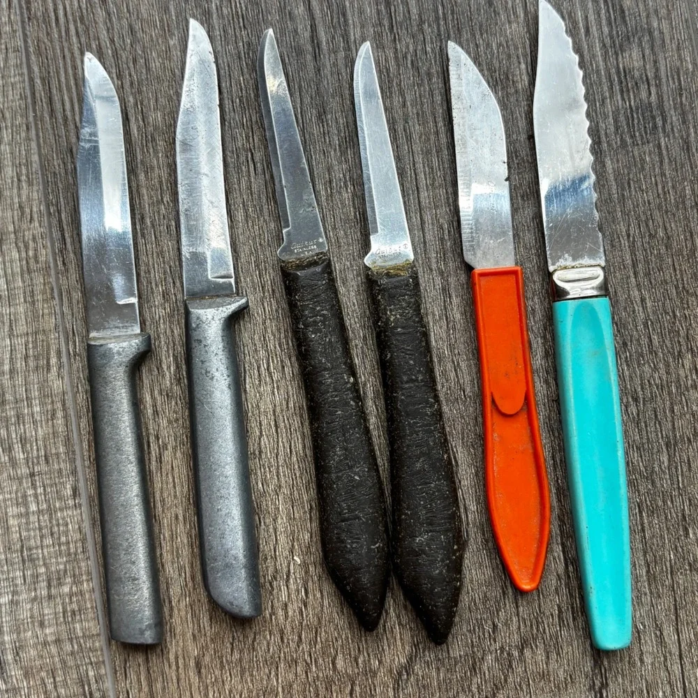Vintage Mixed Paring Knife Lot Wavecrest Sheffield England Quikut 6pc Set