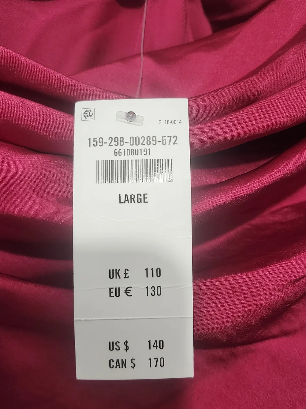 Abercrombie & Fitch Magenta Ruched Cowl Neck Maxi Dress with Side Slit Sz L New