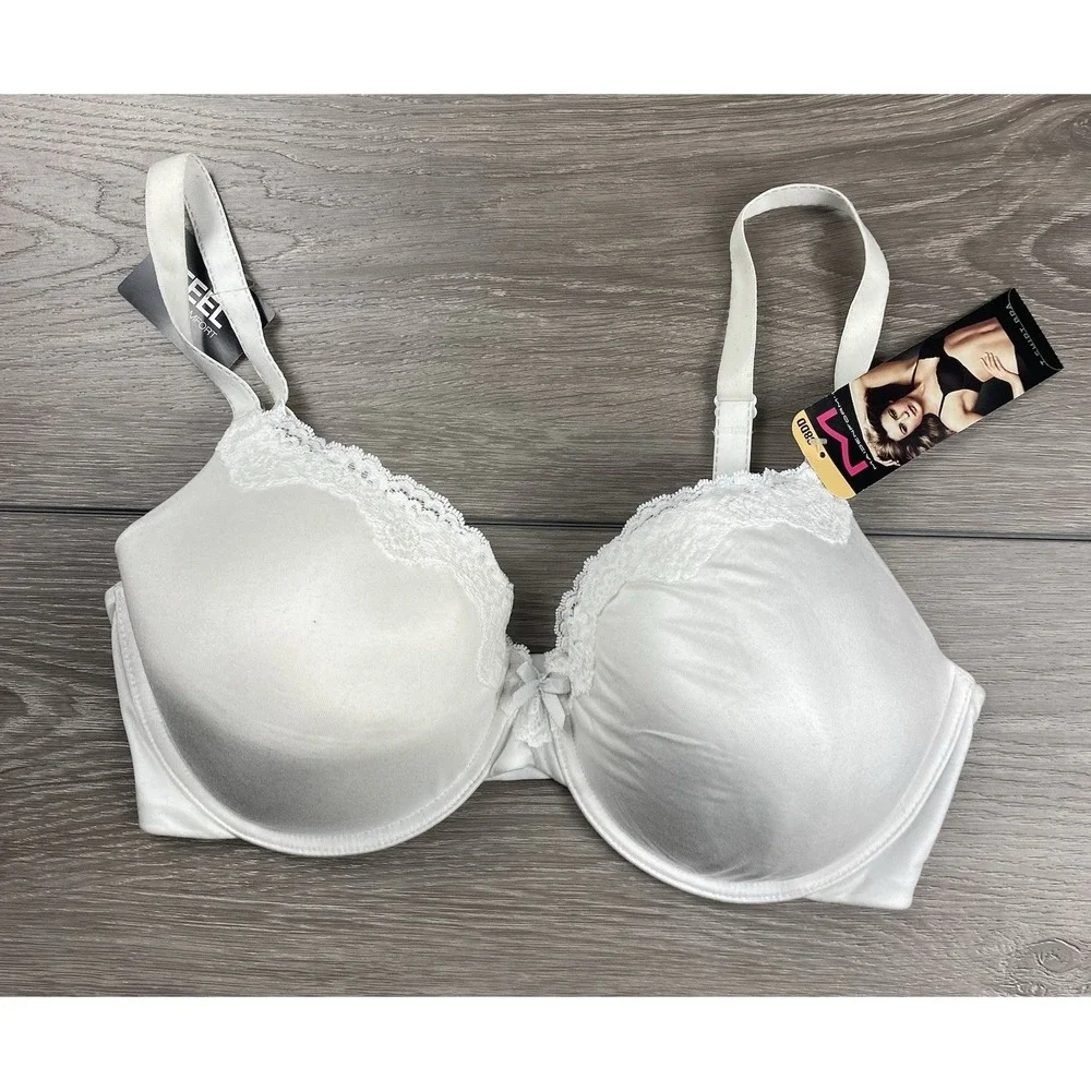 Maidenform Women's Lace Trim T Shirt Bra White Size 38DD New