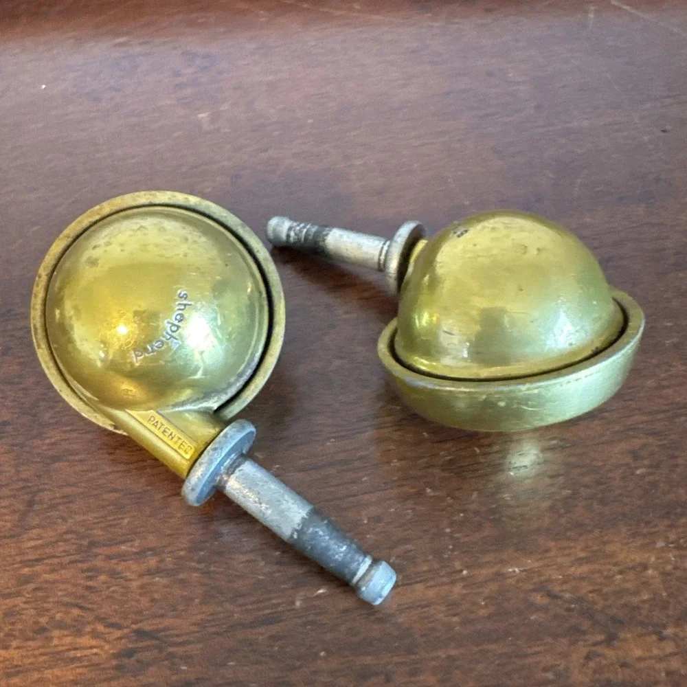 2 ~Vintage Shepherd Brass Ball Caster Wheels 2.5
