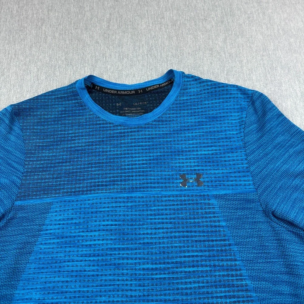 Under Armour T Shirt Mens Large Blue Vanish Seamless Workout Athletic‎ Gym Tee