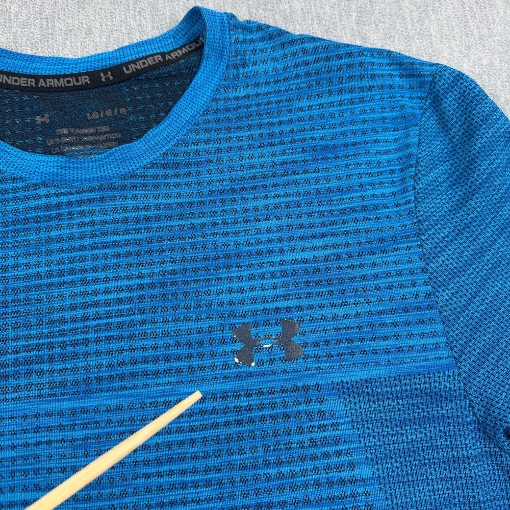 Under Armour T Shirt Mens Large Blue Vanish Seamless Workout Athletic‎ Gym Tee