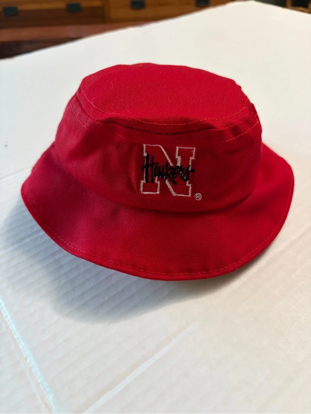 Vtg 90s Nebraska Huskers Toddler Bucket Hat Made in USA Red 18
