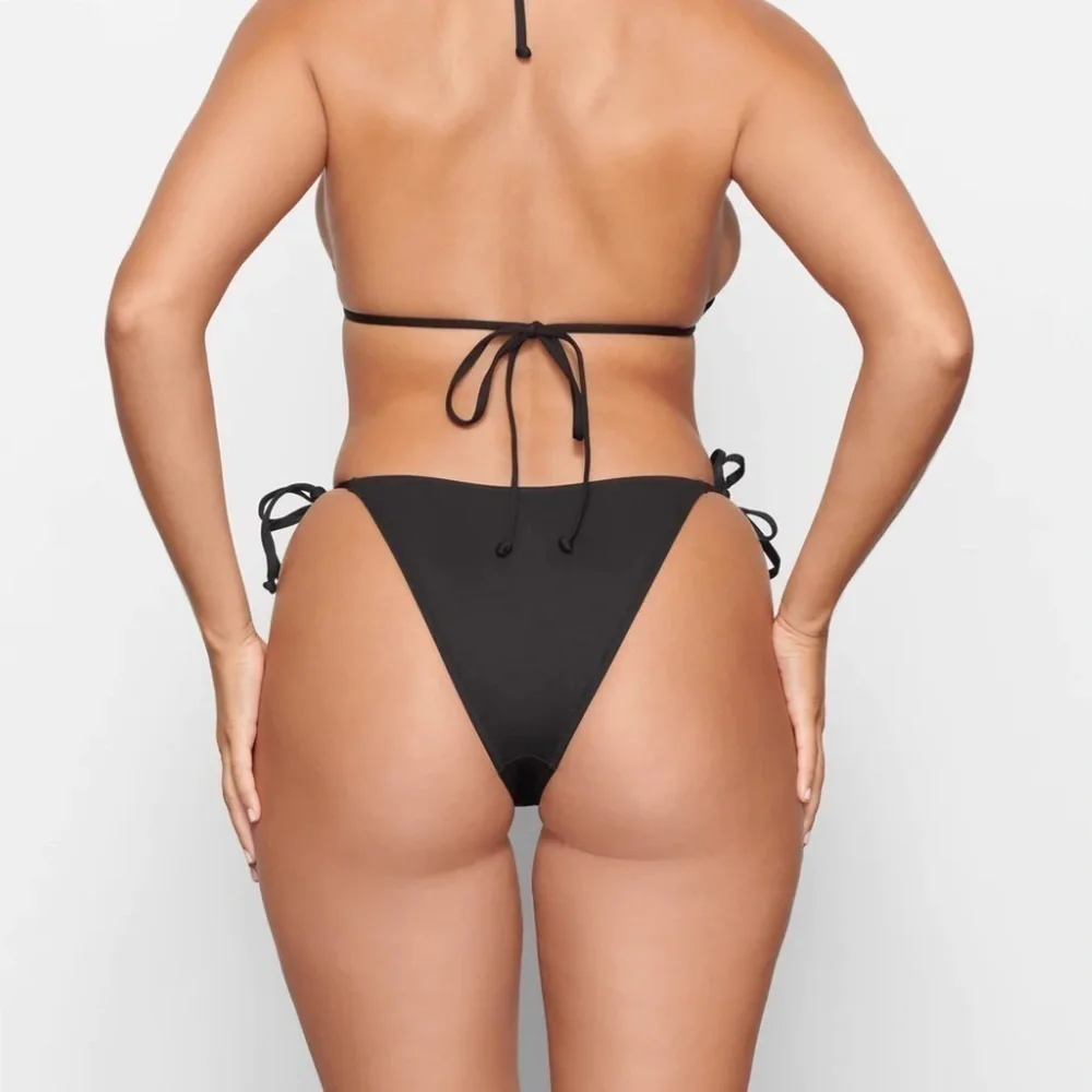 Skims Medium Dippy Tie Bottoms Bikini Cheeky Onyx Black NWT