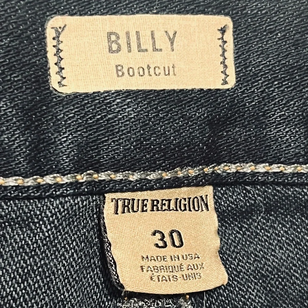 True Religion Billy Bootcut with Flaps Cotton Dark Wash Jeans Sz 30 35”Wx31”