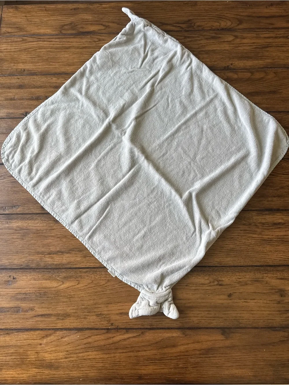 Carter's Light Gray Hooded Baby Towel with Knot and Eye Detail