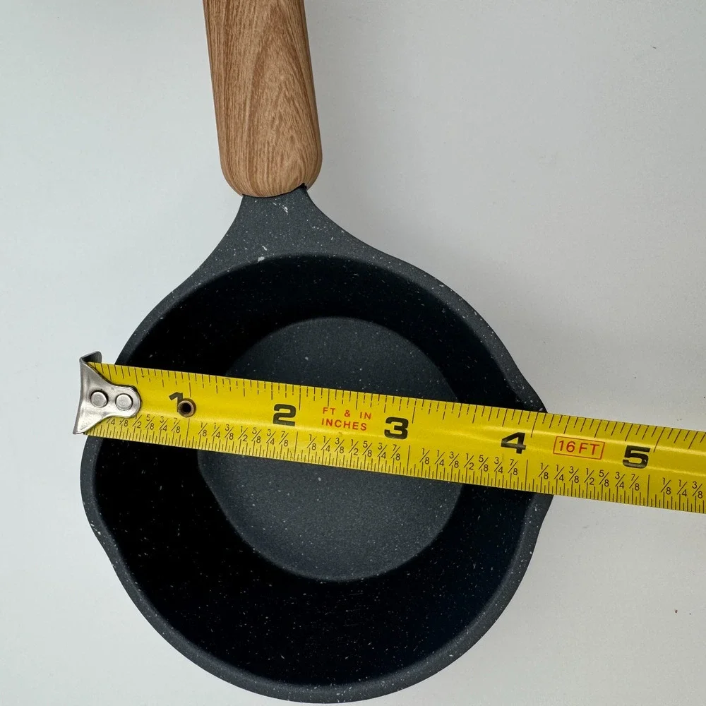 Camping Cooking Pot 4.5in Nonstick Camp Saucepan Wood Handle Outdoor‎ NEW