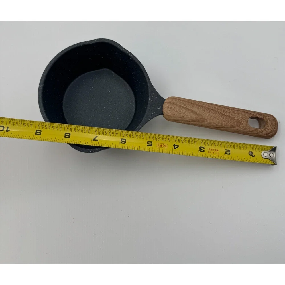 Camping Cooking Pot 4.5in Nonstick Camp Saucepan Wood Handle Outdoor‎ NEW