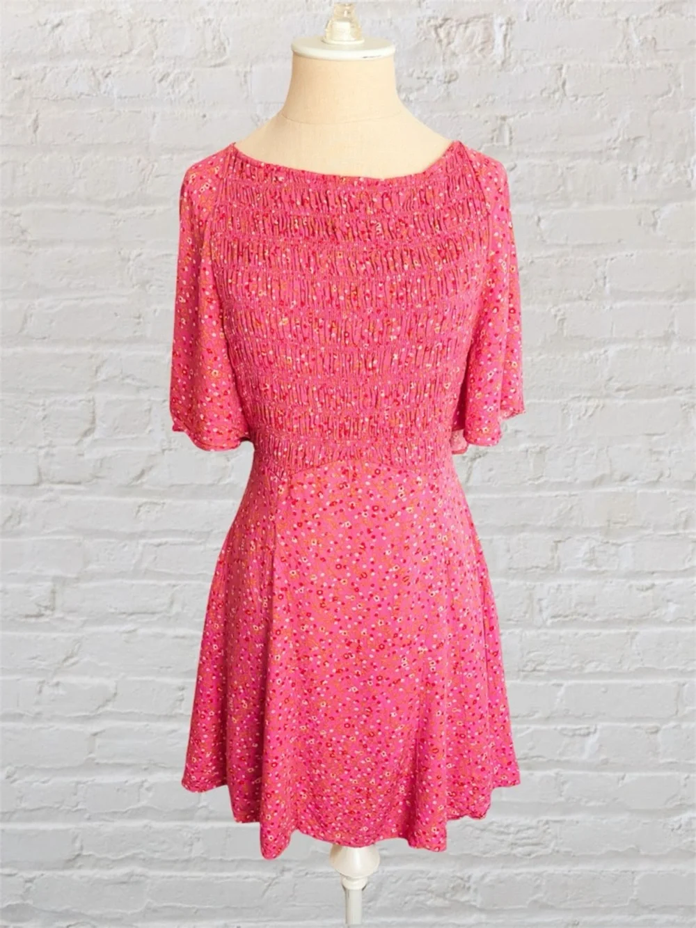 Free People Florence Lace Up Back Floral Mini Dress