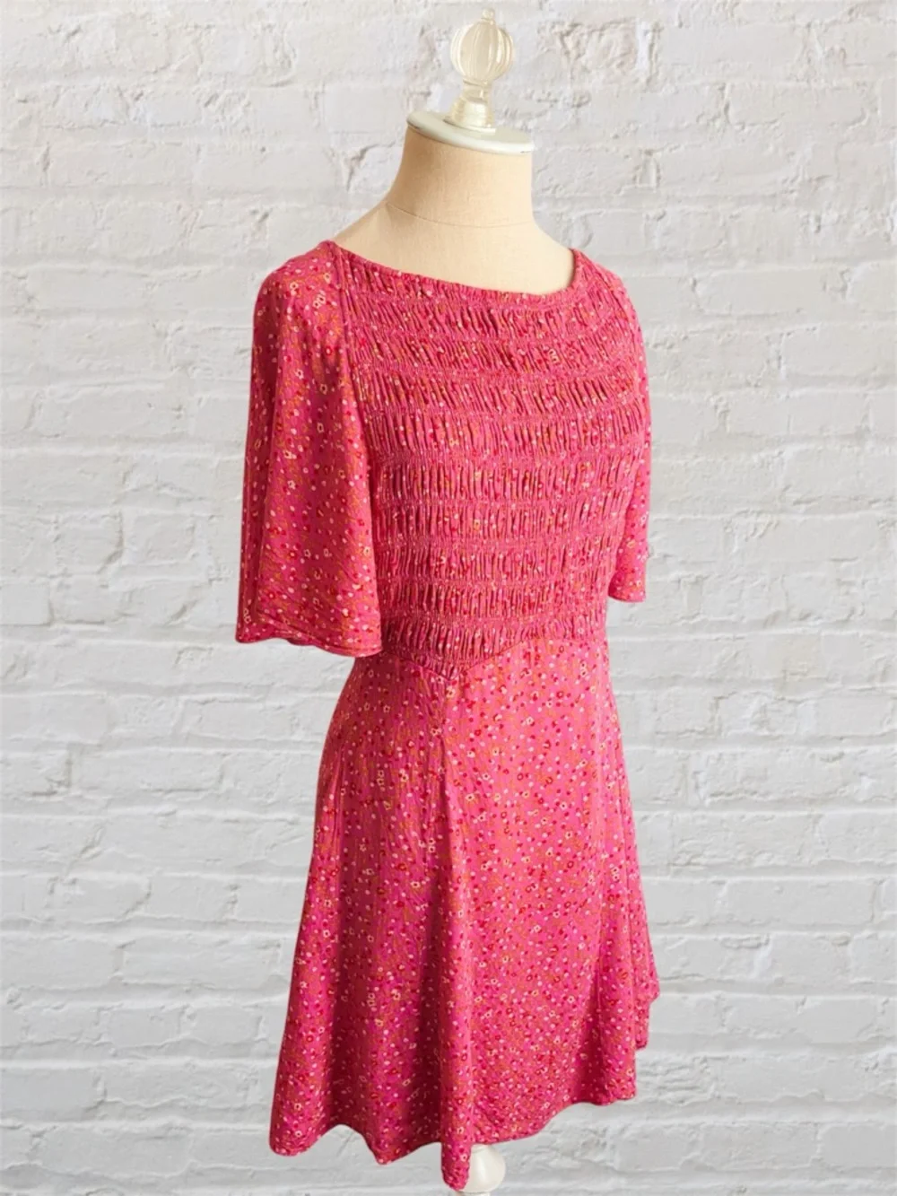 Free People Florence Lace Up Back Floral Mini Dress